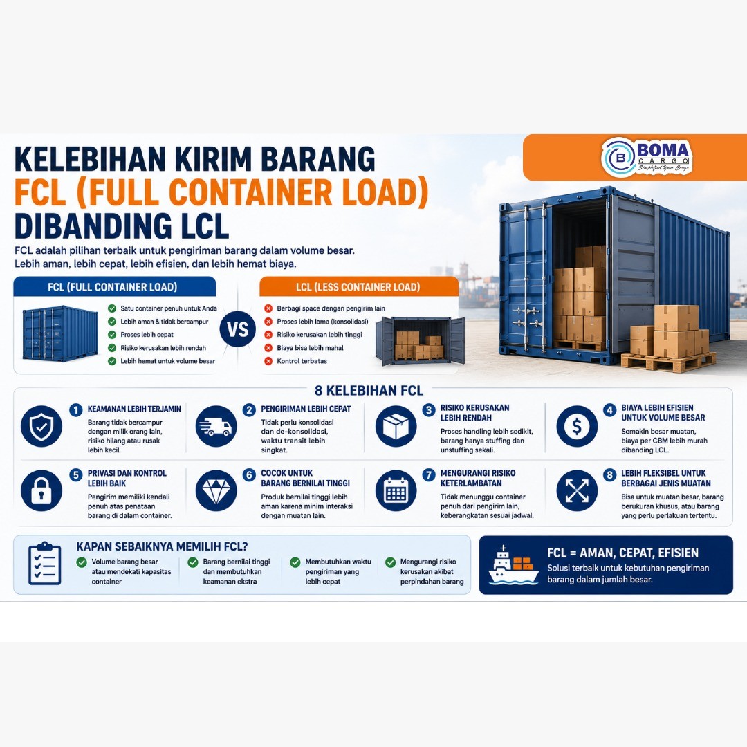Kelebihan Kirim Barang FCL (Full Container Load) Dibanding LCL