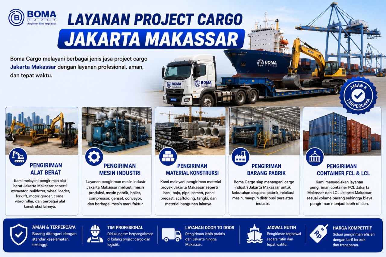 Pengiriman Project Cargo Jakarta Makassar Terpercaya, Aman & Tepat Waktu | Boma Cargo