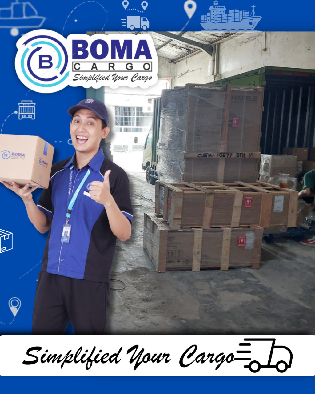 PROSES BONGKAR BARANG DI GUDANG BOMA CARGO JAKARTA
