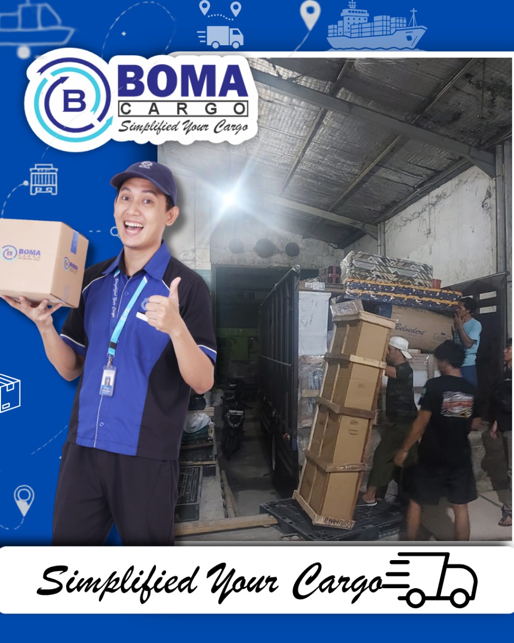 PROSES UNLOADING BARANG DI GUDANG BOMA JAKARTA